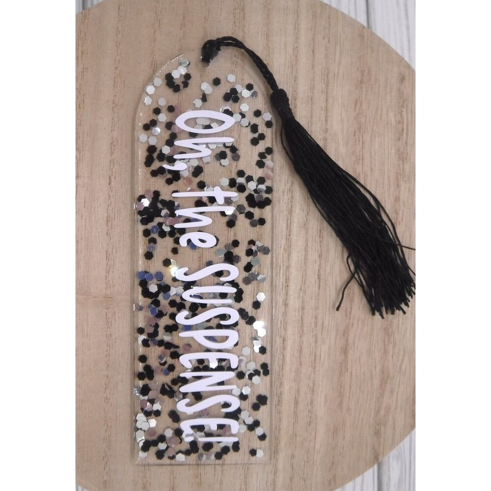 Bookmark Black & Silver Glitter w/ White